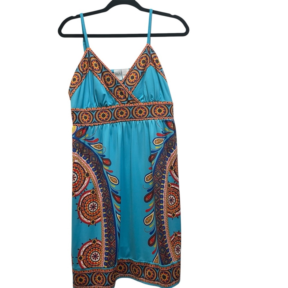 INC International Concepts Turquoise and Rust Patterned Mini Dress